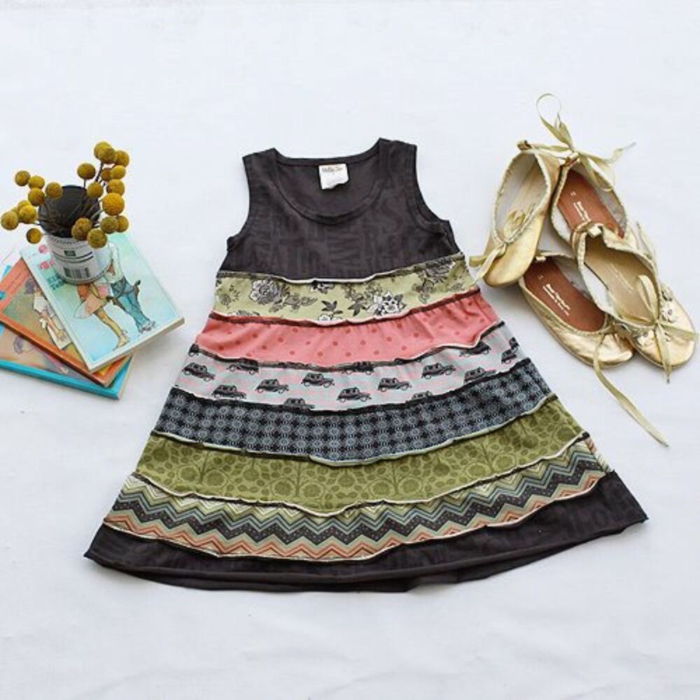 Matilda Jane girls dress Field Trip brown tiered Jumping Wendy tank London 10